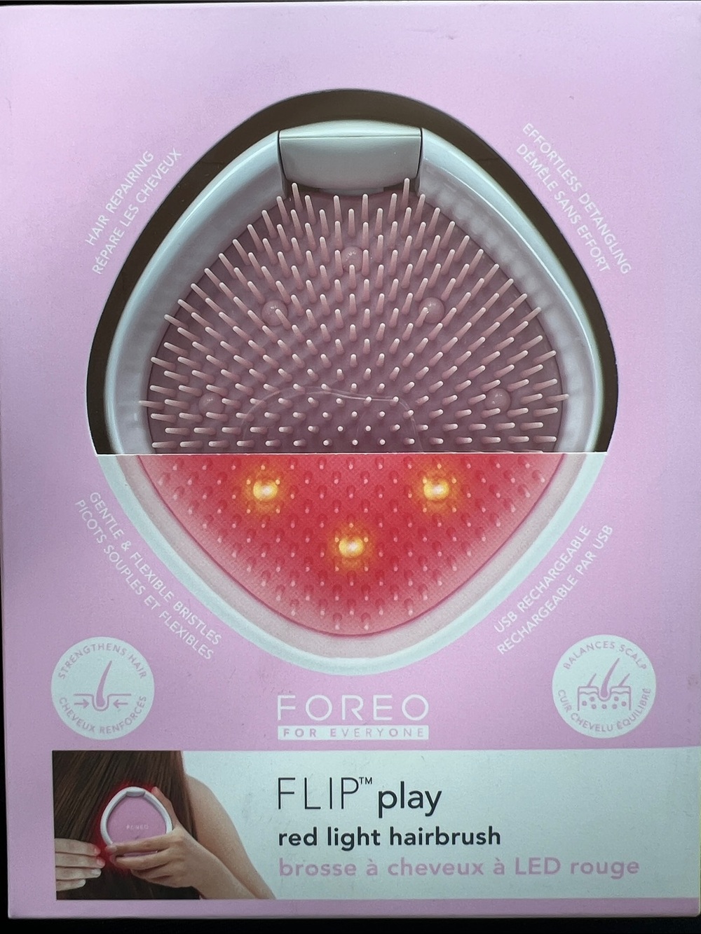 Foreo For Everyone Flip Play Red Light Hairbrush New In Box